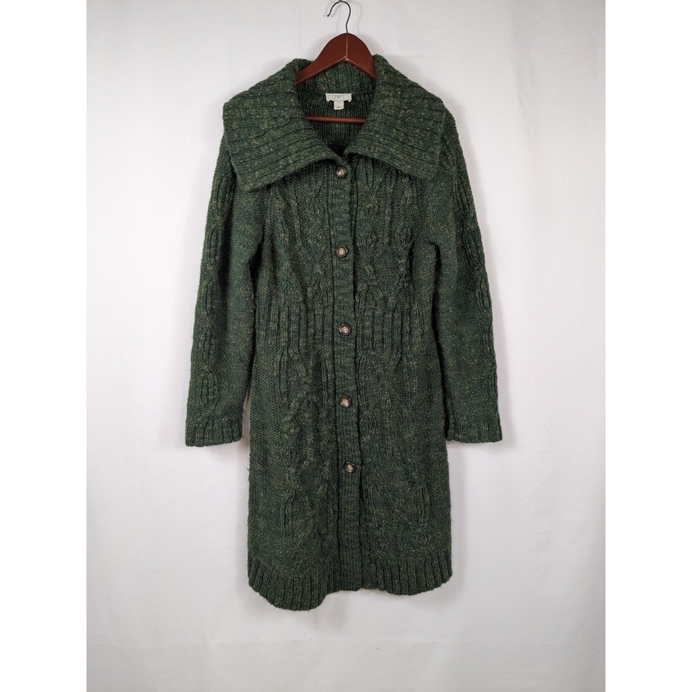 Loft Cable Knit Cardigan Duster XL Button Up Shawl Wool Alpaca Cottagecore 2881